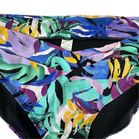 TIME & TRU Mid-Rise V-Front Bikini Swim Bottoms 3X (24W-26W) Tropical Multi NEW‎ - Picture 3 of 13